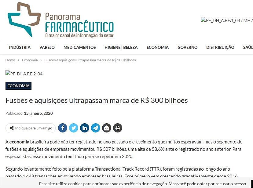 Fuses e aquisies ultrapassam marca de R$ 300 bilhes
